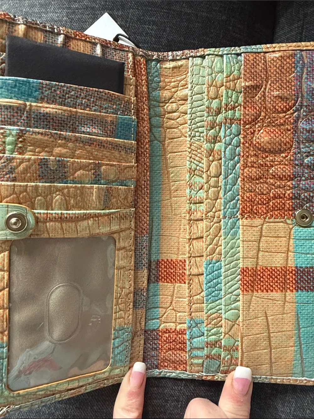 Brahmin Multicolor Textured Leather Clutch - Pink, Blue, Gold, Green